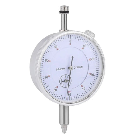 High Sensitivity Dial Indicator Gauge 0 to 10mm Range 0.01mm Accuracy, All Metal Construction, 52mm Dial Close-Up View