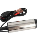 Jiawu 24V DC Submersible Pump For Fuel Transfer 30 Liters Per Minute stainless steel pump with power cables.