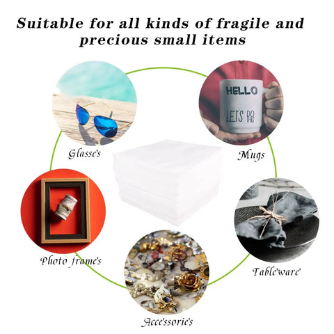 50 Pack 16x16 Cushion Foam Pouches With Anti Static Film for delicate items like glasses, mugs, and frames protection