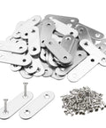 Straight Up Rock Solid Heavy Duty Stainless Steel Flat Corner Brace Plates For Furniture Repair Woodworking Joints Top Shelf Hardware Pro Grade Silver Brackets Pack Of 30 with screws