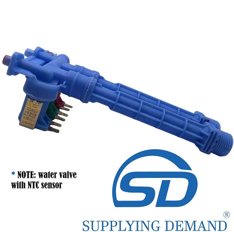 Model-Specific Clothes Washer Water Inlet Valve Replacement With NTC Thermistor, Not Universal, 110/120V, blue three-coil valve