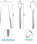 Dimensions of Three Piece Metal Tongue Scraper Set For Adults With Dual Handle Design Stainless Steel Tongue Cleaners