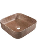 USZWBY Vessel Sinks Bathroom Sink Modern Art Basin Hotel Apartment Bathroom Wash Basin Square Above Counter Basin Home Bathroom Wash Basin Bathroom Bowl Sink with brown ceramic finish.