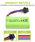 7.4V 500mAh SM-4P RC Battery With USB Charging Cable For EC16 DE85 Off Road RC Car, M416 Gel Blaster Backup Power