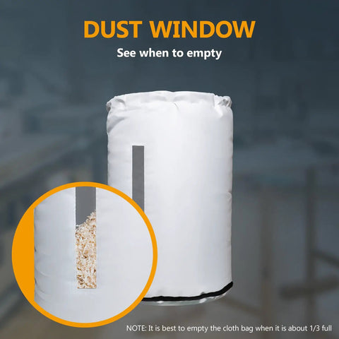 Bottom Dust Collector Bag 20 Inch Diameter By 30 Inch High With Clear Window And Zipper, 30 Micron Reusable Dust Bag for drums