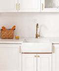 10 Pack Brushed Brass Cabinet Knobs Round Gold Drawer Knobs Kitchen Cabinet Handles Solid Zinc Alloy Pulls For Bathroom Dresser Hardware Beefy Durable Smooth Satin Finish Easy Install Timeless Modern Kitchen Update on white kitchen cabinets