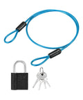 Blue Heavy Duty Safety Cable Wire Rope With Double Loop Built To Last 1.64 Ft Braided Steel PVC Coated Lanyard With Lock And Keys