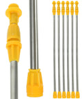 Stainless Steel Garden Sprayer Extension Rod 17.7 Inch Replacement Wand shown with durable yellow fittings.