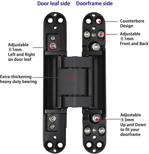 Top Tier Six Inch Hidden Door Hinges With Dead Simple Three Dimensional Tuning And Workhorse Zinc Alloy Build for flush panel use.