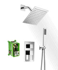 Polished Chrome Shower System With 8 Inch Rain Shower Head And Handheld, Wall Mounted Spa Vibe Shower Faucet Set, Rain Mixer Combo