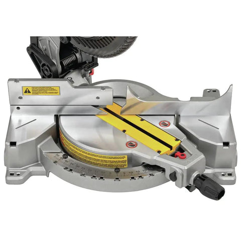 10 Inch Compound Miter Saw With Single Bevel And 15 Amp Motor, 14 Positive Stops, Precise Miter System, Machined Base Fence, Tall Sliding Fence For Four And A Quarter Inch Base, Bevels From Zero To Forty Eight Degrees Left, Built For Clean, Accurate Cuts