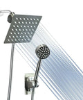 6 Inch High Pressure Rainfall Shower Head With Handheld, Stainless Steel Square Chrome Shower Head and Hose, Ultra Thin Design