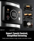 Professional Espresso Machine With Rapid Milk Frother And Pro Steam Wand For Silky Lattes And Bold Cappuccinos interface showing brew options.