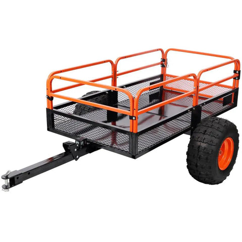 Heavy Duty Dump Cart 1500 Lb Capacity Tow Behind Trailer For ATV UTV Tractor Lawn Mower Garden And Farm Hauling Utility Cart