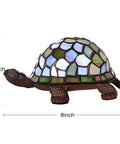 Side view of 8x5 inch Blue Glass Turtle Night Light With Handcrafted Inlays And Warm 2700K LED Glow For Home Or Office Decor