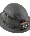 Vented Full Brim Hard Hat With KARBN Pattern, Class C Type 1 ANSI Z89.1 And CSA Z94.1 Ready, Rechargeable LED Lamp