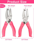 Pink Dual Shape Heart And Star Hole Puncher, 5.5mm Heart and 5mm Star, with Soft Grip Handle, suitable for Scrapbooking, Tags, Tickets