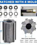 Heavy Duty Hydraulic Hose Crimper With Seven Die Sets Straight Up Portable Crimping Tool showing 55mm crimp die with mold sizes.