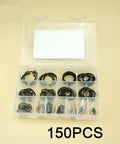Beefy 150 Piece M8 To M36 Black Steel C Type Internal Circlip Retaining Clips Snap Rings assortment kit in plastic case