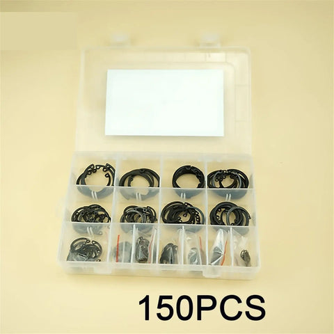 Beefy 150 Piece M8 To M36 Black Steel C Type Internal Circlip Retaining Clips Snap Rings assortment kit in plastic case