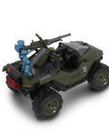 Halo Infinite RC Battle Hog UNSC Warthog with Master Chief and Spartan, side view showcasing the detailed design and mounted weaponry.