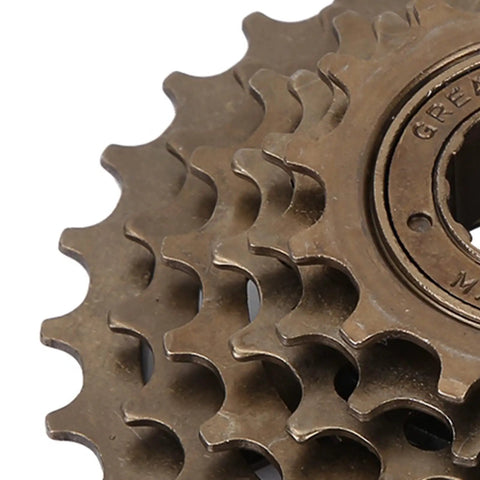 Close-up of 6 Speed Bike Freewheel Set 14T To 28T Threaded Type Mountain Bike Replacement Part Beefy High Strength Metal Cycling Accessory