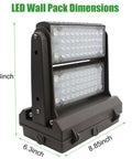 Rotatable 150W LED Wall Pack Light With Dusk To Dawn Photocell, 21000LM, dimensions indicated, front view