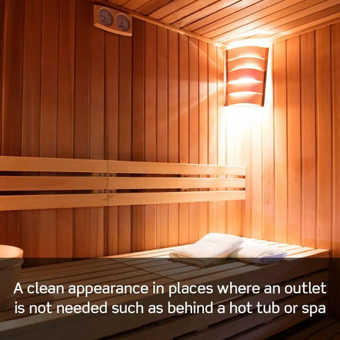 Wooden spa interior where a Blank Face GFCI 20 Amp Self Test With LED Indicator Light Provides GFCI Protection is ideal.