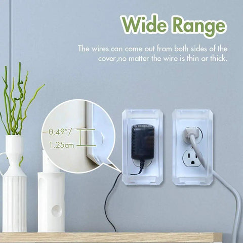 Clear Outlet Cover Box For Baby Safety, Large Plug Covers, transparent dual outlet with wires, 0.49 inches size details