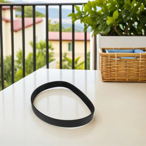 Heavy Duty Garden Trimmer Drive Belt Rubber Black Replacement For Outdoor Lawn Care Durable Ground Drive Belt For Mowers And Garden Machines Resistant To Wet Conditions High Grass And Heat Keeps A Solid Grip black rubber belt on white table