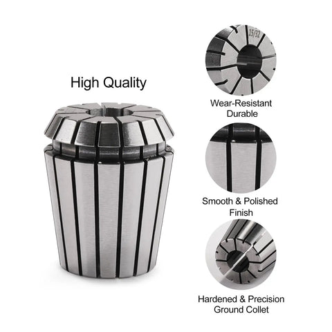 15 Piece ER11 Collet Set For CNC Milling Engraving And Lathe Tools, Pro Grade Spring Steel Collets, high quality close-up view