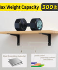 Heavy Duty L Shape Shelf Brackets Pack Of 2 Strong Metal Shelf Supports With 300lbs Max Load Corner Brace installed with dumbbell