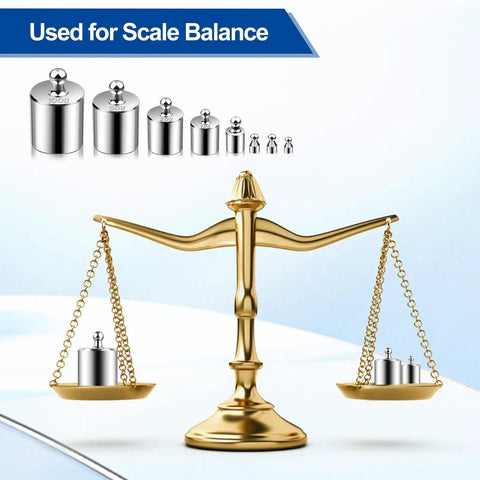 Calibration Weights For Digital Scale Pro Grade Scale Weights Set For Laboratory Home Kitchen And Industrial Use Precise Mass Standards For Accurate Readings, gold balance scale and silver weights