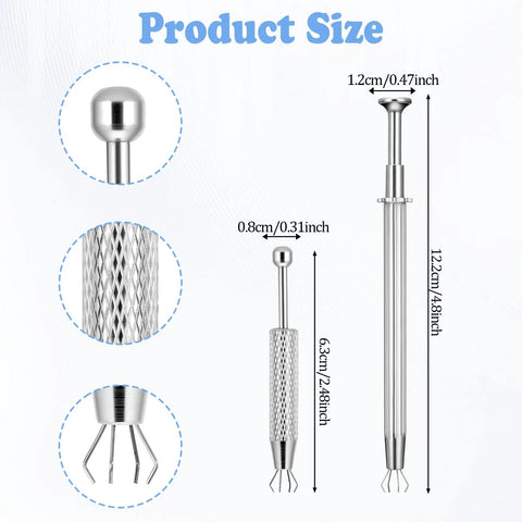 2 Pack Four Jaw Piercing Ball Grabber Tool For Jewelry Making And Small Parts Pickup Stainless Steel Ball Grabber Tweezers Diamond Claw Pickup Pen Precision Jeweler Helper For Gems Beads And Tiny Parts