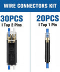 50 Piece Double Wire Plug In Connector Kit Plug N Play With 1 Pin And 2 Pin Quick Disconnect Locking Buckles for LED Strips