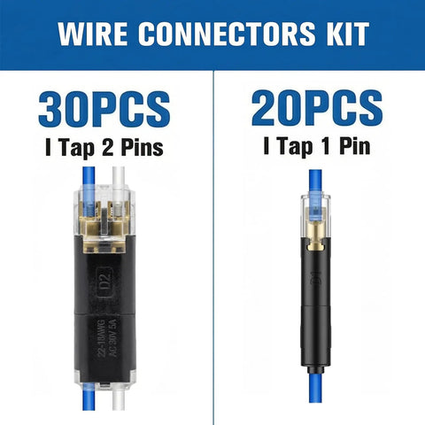 50 Piece Double Wire Plug In Connector Kit Plug N Play With 1 Pin And 2 Pin Quick Disconnect Locking Buckles for LED Strips