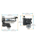 Heavy Duty 20 GPM Fuel Transfer Pump With 1 Inch Outlet For Gasoline And Diesel 115 Volt AC Plug And Play Setup dimensions shown.
