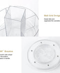 360 Degree Rotating Makeup Organizer For Vanity And Countertop, clear acrylic base and multi grid design, Lazy Susan style.