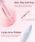 Close-up of the Cute Pink Ink Pens And Highlighters Set for school and office, showing retractable tip and non-slip soft grip.