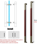 Heavy Duty Stainless Steel Push Pull Door Handle For Sliding Barn Doors Exterior Interior Rectangle Handle With Screws 32 Inch Length Single Or Double Side Mount Rustproof Easy Install
