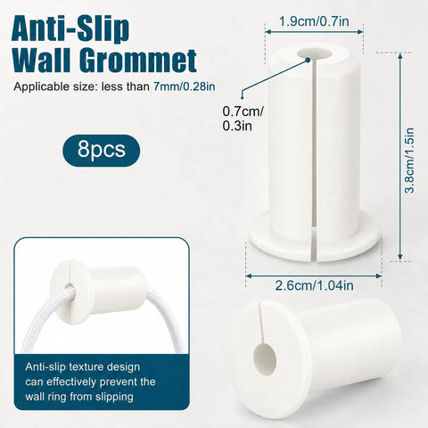 8Pcs Heavy Duty 3/4 Inch Wire Cable Grommets For Starlink Pass Through With Wall Hole Cutouts, white anti-slip wall grommet with dimensions