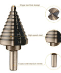 Heavy Duty 5 Piece Titanium Coated Step Drill Bit Set for Wood Plastic Aluminum with High Speed Steel Bits Cone Unibit Drills