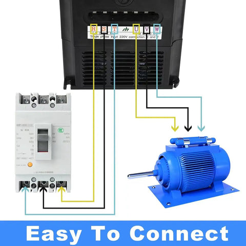 Wiring diagram of Beefed Up 3KW 4HP 220V Variable Frequency Drive For 1 Or 3 Phase Input to motor and switch
