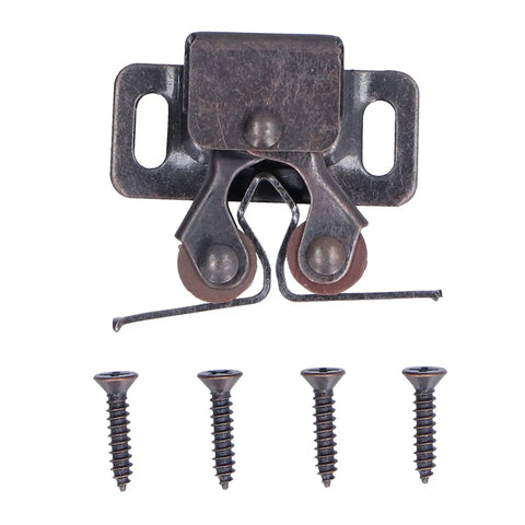 30 Pack Stainless Steel Double Roller Catch Latches Self Elastic Magnetic Damping Buffer for cabinet doors with screws