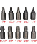 Hot Heat Treated 25 Piece Screw Extractor Kit To Yank Out Stripped Bolts And Bad Hex Heads Like A Champ With Heavy Duty Steel Bits, 10 sizes shown