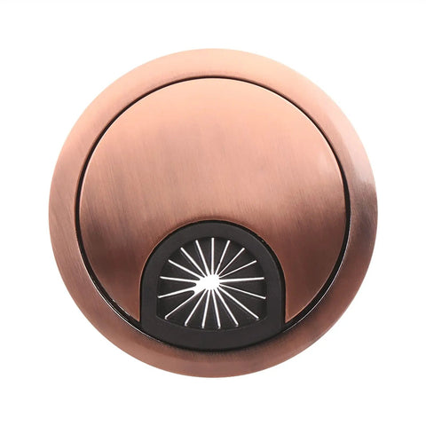 Premium Zinc Alloy Desk Grommet Kit With Rotatable Flip Top And Removable Center For 50 To 80 Mm Holes In Sleek Brushed Or Shiny Colors, Totally Rad For Managing Cables And Polishing Your Workspace Stylishly. copper zinc alloy desk cable grommet, 80 mm