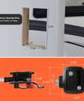 Rugged RV Entry Door Lock With Paddle Deadbolt 100 Percent Metal Camper Door Latch Handle Zinc Alloy RV Door Lock Replacement Kit for various RVs, black finish, shown installed with dimensions