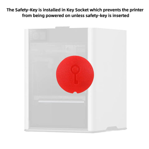 Solid 3 Piece Safety Key Kit Lock Down Your BambuLab H2D H2C H2S Printer Power Module Emergency Stop Switch Security Feature Is A Game Changer For All Your Daily Home Project Work Keeping Everything Legit Tight And Secure Now. Red plastic safety key on 3D printer key socket