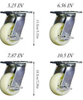 Heavy Duty Nylon Swivel Casters Replacement Wheels Set Of Four 7.9 Inches, durable industrial cart rollers with steel bearing.