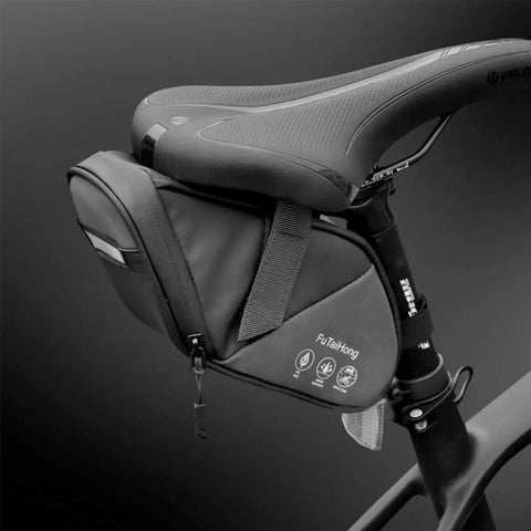 Water Resistant Under Seat Bike Bag 1L Saddle Pack For Mountain Road And City Commuter Bikes PVC Free Construction With 900D Oxford Fabric And PU Coating Rainproof Lightweight Easy Access Storage on bike